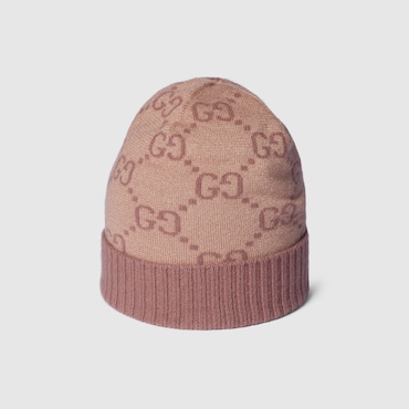 GUCCI GG Cashmere Lamé Jacquard Hat, Size S
