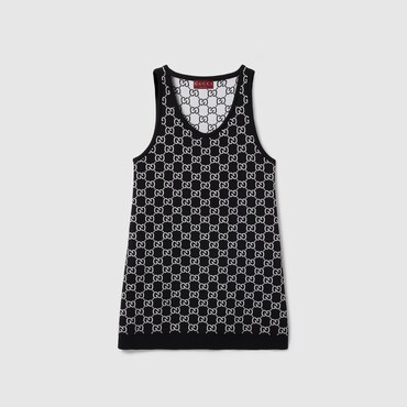 GUCCI GG Wool Jacquard Mini Dress, Size M