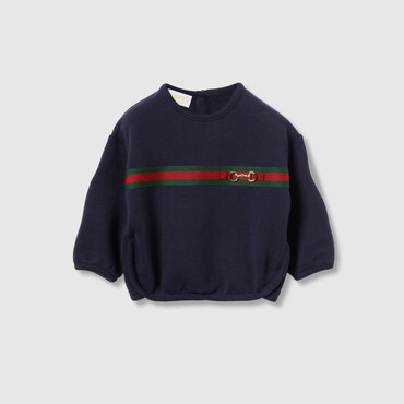 GUCCI Baby - Cotton Sweatshirt With Web, Size 3-6 MONTHS