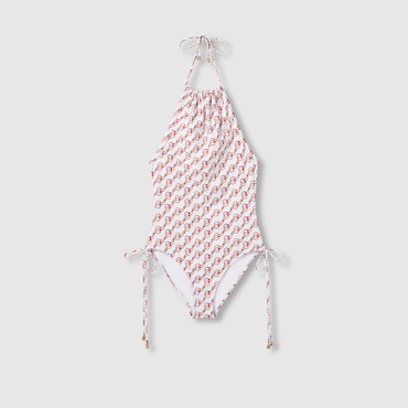 GUCCI Printed Stretch Jersey Swimsuit, Size XL