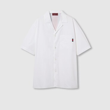 GUCCI Regular Fit Cotton Shirt With Web, Size 54