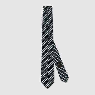 GUCCI Striped Silk Jacquard Tie