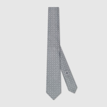 GUCCI Horsebit Silk Jacquard Tie