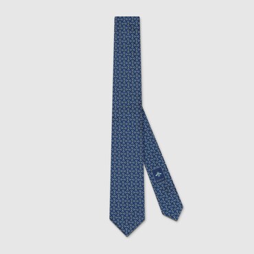 GUCCI Horsebit Silk Jacquard Tie