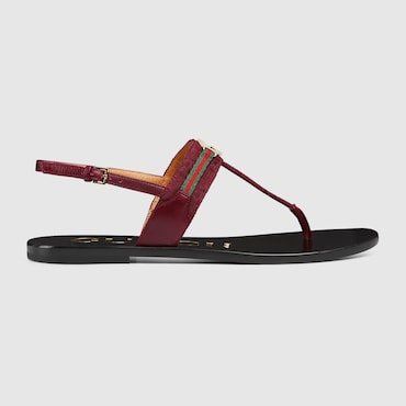 GUCCI Women's Interlocking G Web Sandal, Size 37 IT