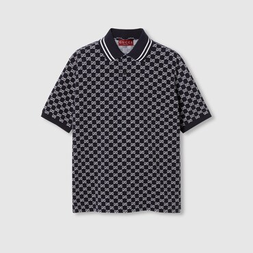 GUCCI GG Cotton Piquet Jacquard Polo Shirt, Size XXXL