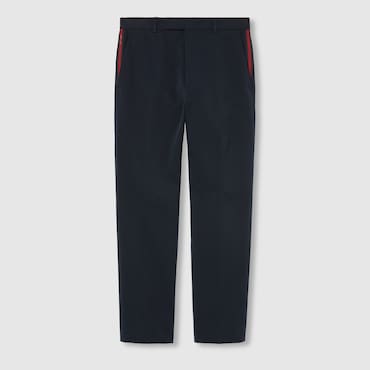 GUCCI Cotton Gabardine Trouser With Web, Size 46
