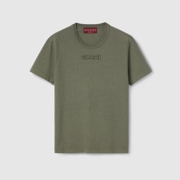 GUCCI Embroidered Cotton Jersey T-shirt, Size L