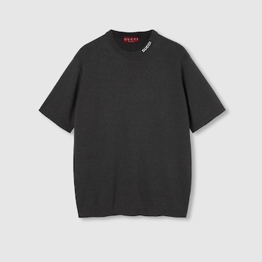 GUCCI Silk Cotton T-shirt With Intarsia, Size XS