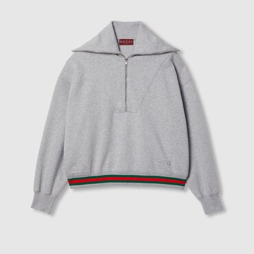 GUCCI Cotton Jersey Sweatshirt With Web, Size M