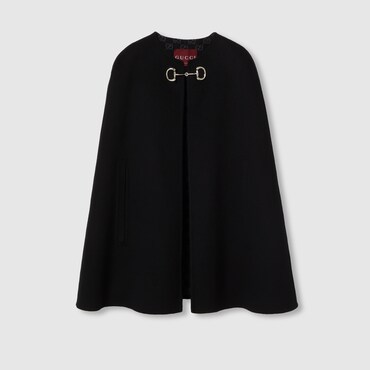 GUCCI Wool And Silk Horsebit Cape, Size 38 IT