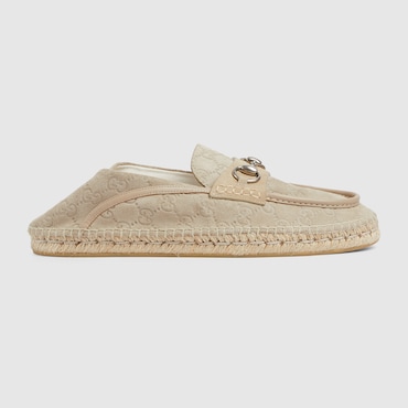 GUCCI Men's Espadrille With Horsebit, Size 39.5 IT, Neutral