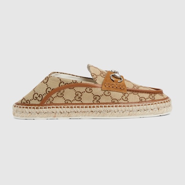 GUCCI Men's Espadrille With Horsebit, Size 39.5 IT, Beige