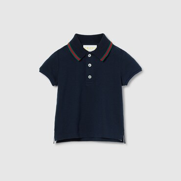 GUCCI Baby - Cotton Polo Shirt With Web, Size 12-18 MONTHS