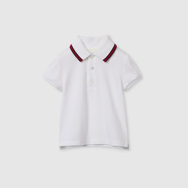 GUCCI Baby - Cotton Polo Shirt With Web, Size 12-18 MONTHS