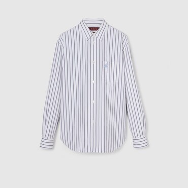 GUCCI Embroidered Striped Cotton Shirt, Size 16+