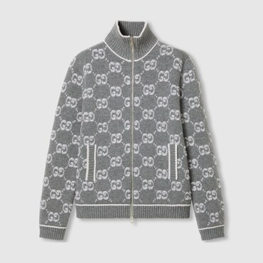 GUCCI Cardigan En Jacquard En Point De Laine Bouclée GG, Taille S