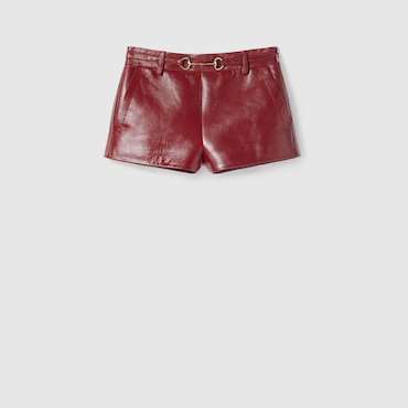 GUCCI Short En Cuir Avec Détail Mors, Taille 42 IT