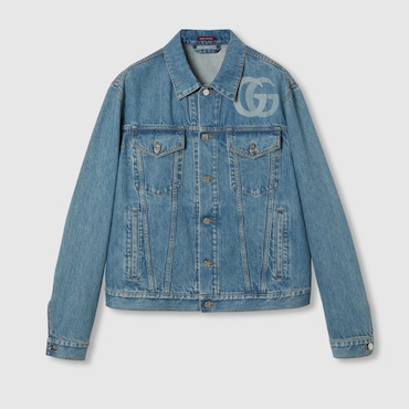 GUCCI Lasered Double G Denim Jacket, Size 52 IT
