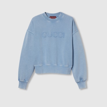 GUCCI Embroidered Cotton Jersey Sweatshirt, Size XXS