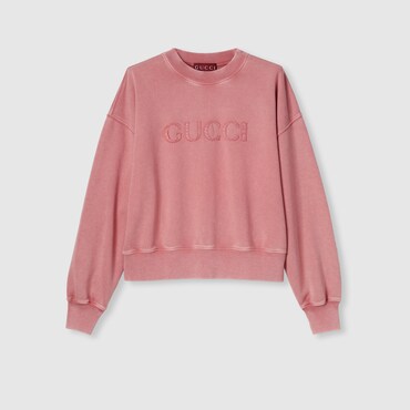 GUCCI Embroidered Cotton Jersey Sweatshirt, Size S