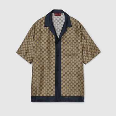 GUCCI Printed Silk Shirt, Size 48