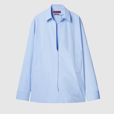 GUCCI Embossed Cotton Poplin Shirt, Size 52