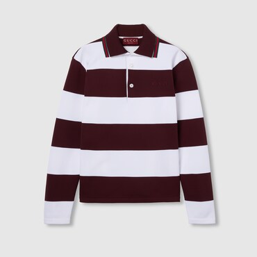 GUCCI Embroidered Cotton Knit Polo Shirt, Size S