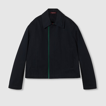 GUCCI Embossed Cotton Gabardine Jacket, Size 46