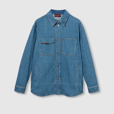 GUCCI Relaxed Fit Denim Shirt, Size 52 IT