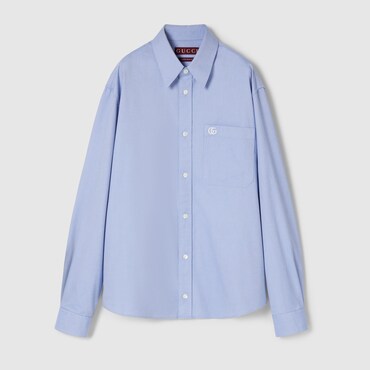 GUCCI Embroidered Oxford Cotton Shirt, Size 54