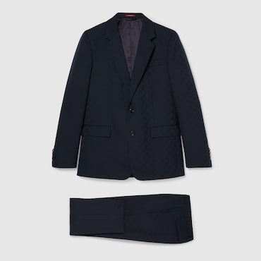 GUCCI GG Wool Jacquard Suit, Size 46 IT