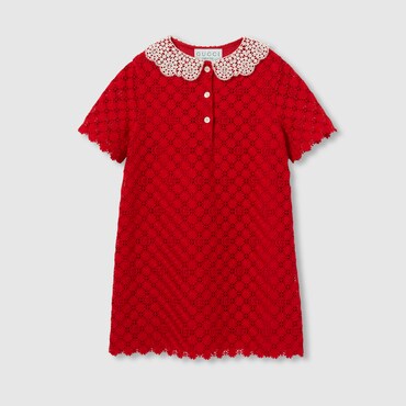 GUCCI Bambina - Abito Per Bambini In Pizzo Floreale Con Doppia G, Taglia 12 ANNI