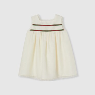 GUCCI Baby - GG Cotton Dress With Web, Size 9-12 MONTHS