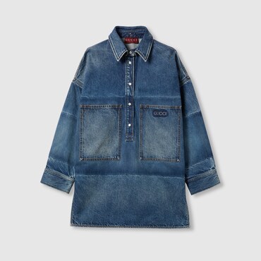 GUCCI Lasered Denim Dress, Size 40 IT