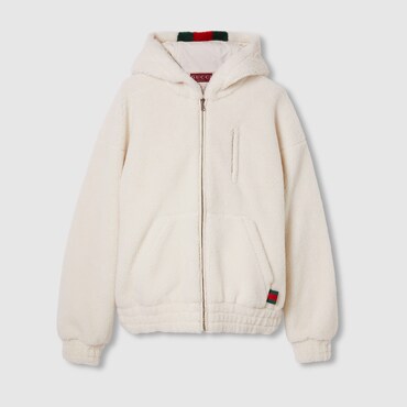 GUCCI Wool Fleece Zip Jacket With Web, Size XXS