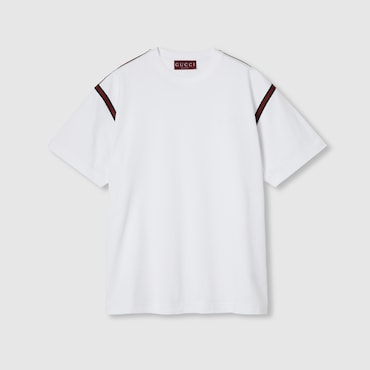 GUCCI Cotton Jersey T-shirt With Web, Size XL
