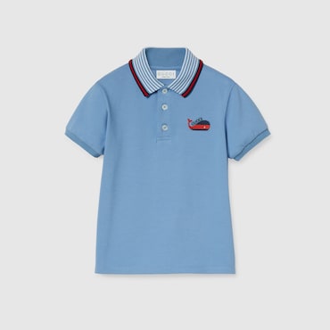 GUCCI Kids - Cotton Polo Shirt With Embroidery, Size 10 YEARS