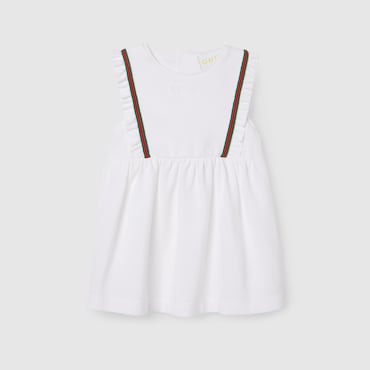 GUCCI Baby - Cotton Dress With Web, Size 3-6 MONTHS