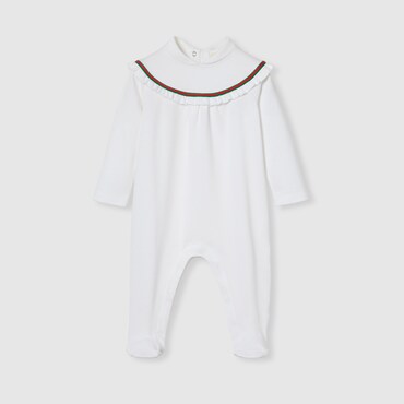 GUCCI Baby - Cotton One-piece With Web, Size 3-6 MONTHS