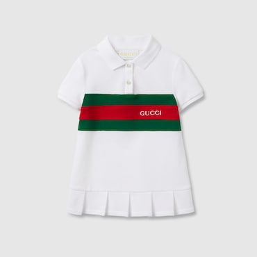 GUCCI Baby - Cotton Dress With Web, Size 3-6 MONTHS