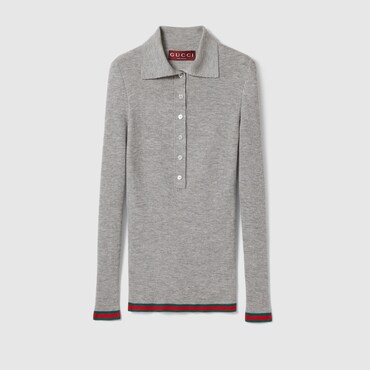 GUCCI Cashmere And Silk Polo Top With Web