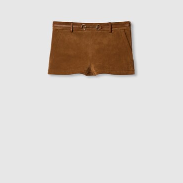 GUCCI Suede Shorts With Horsebit Belt, Size 38 IT