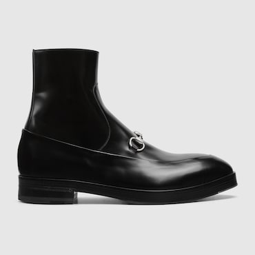 GUCCI Men's Ankle Boot With Horsebit, Size 39.5 IT, Black