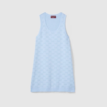 GUCCI GG Cotton Jacquard Mini Dress, Size L