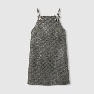 GUCCI Embroidered GG Wool Tweed Mini Dress, Size 36 IT