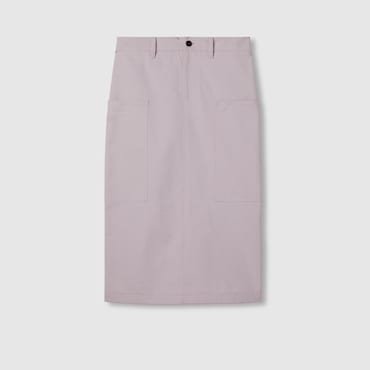 GUCCI Mid-length Cotton Canvas Delavé Skirt, Size 46 IT