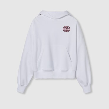 GUCCI Embroidered Cotton Jersey Hooded Sweatshirt, Size XXS