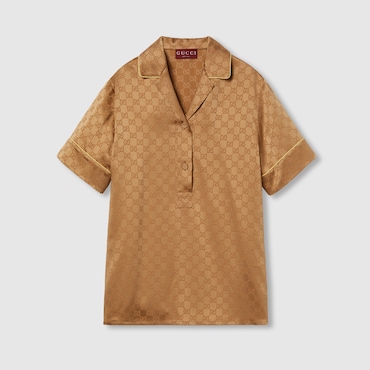 GUCCI GG Satin Shirt, Size 48 IT