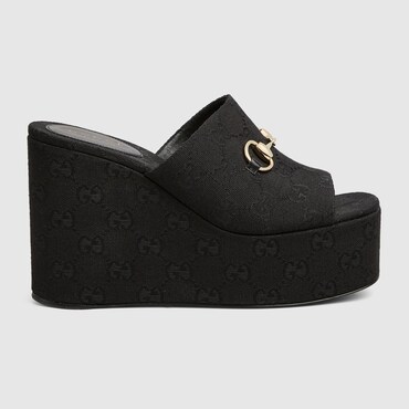 GUCCI Women's Wedge Sandal With Horsebit, Size 38 IT